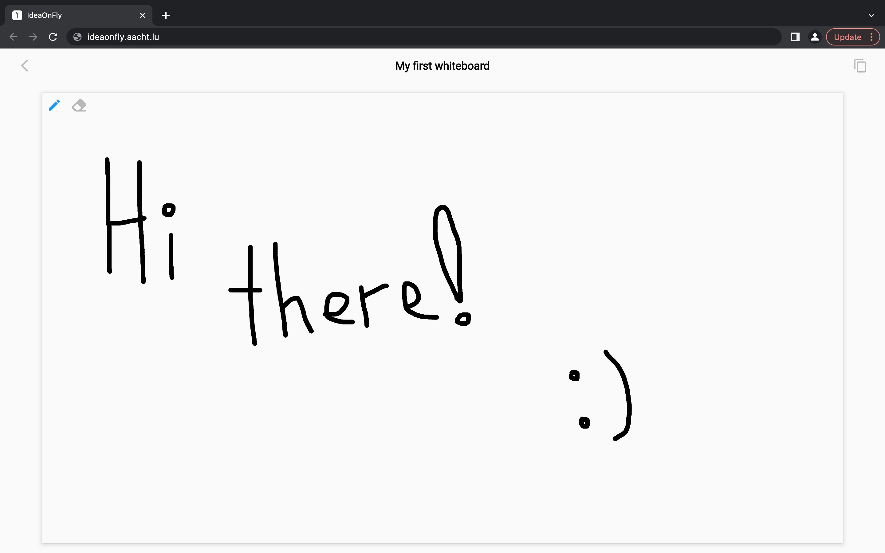 Main whiteboard's page in application